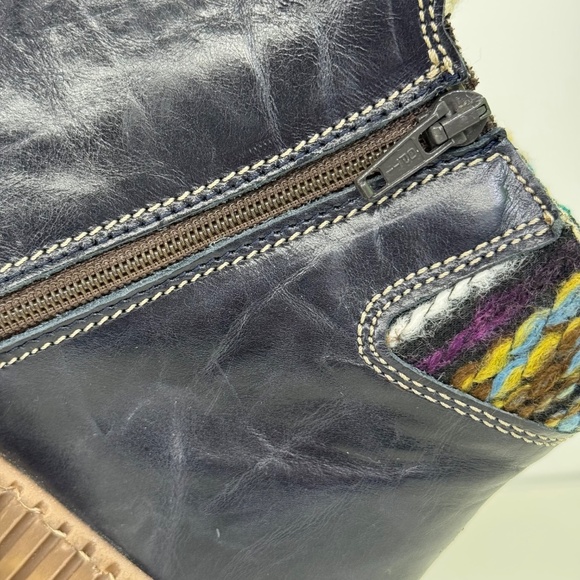 Josef Seibel Women’s Leather Side Zip Chelsea Ankle Boots – Navy with Knit - Picture 4 of 13